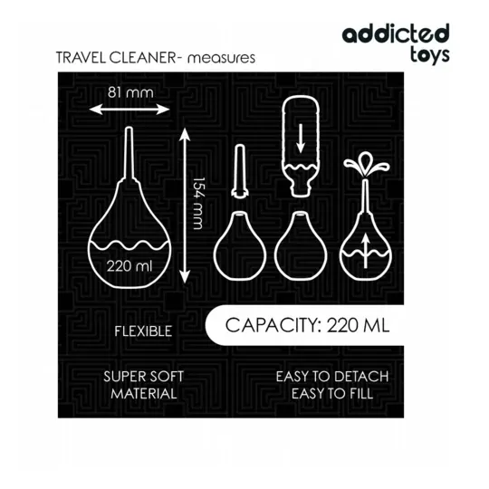 Travel anal douche 220 ml Addicted Toys overview ergonomic bulb