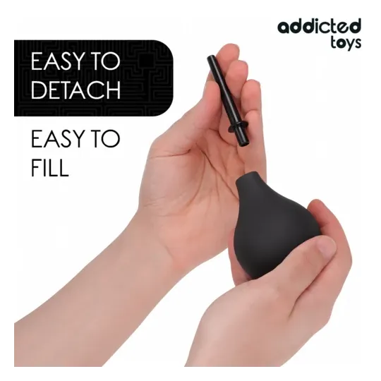 Addicted Toys nettoyant anal Travel Size 90 ml en silicone transparent, vue de face - poire anale compacte pour hygiène