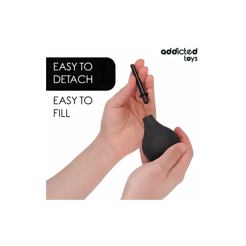 Addicted Toys nettoyant anal Travel Size 90 ml en silicone transparent, vue de face - poire anale compacte pour hygiène