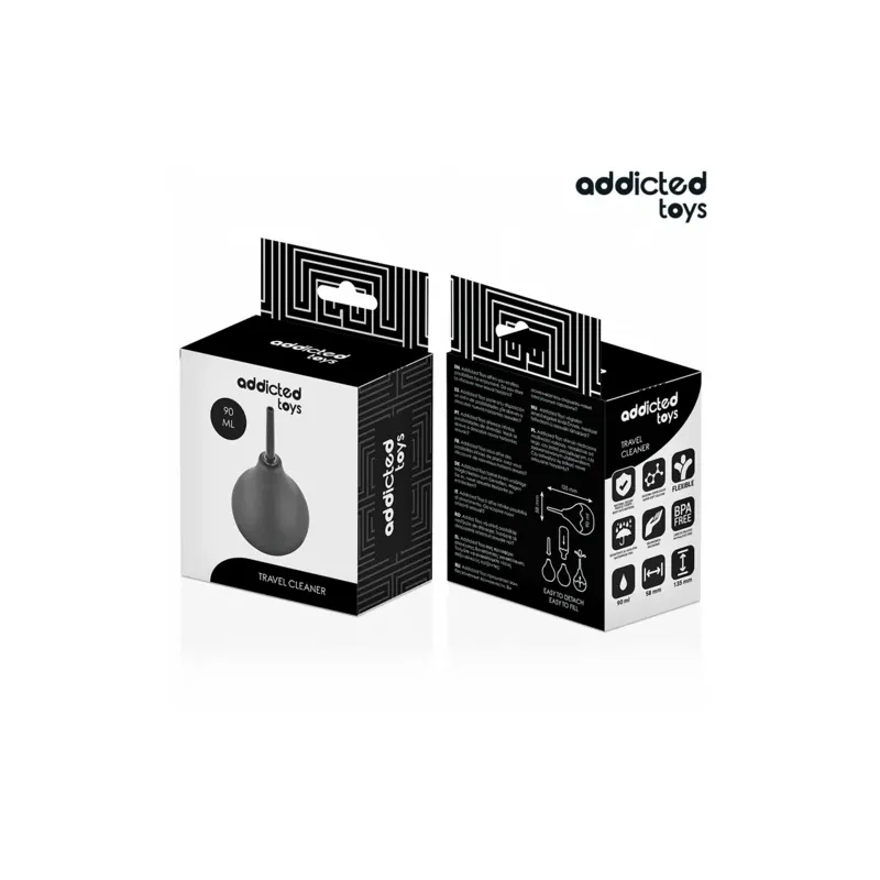Addicted Toys limpiador anal Travel Size 90 ml de silicona transparente, vista frontal - pera anal compacta para higiene" }, "20