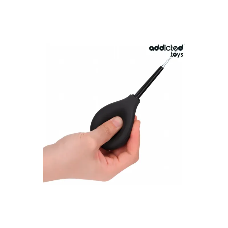 Addicted Toys pulitore anale Travel Size 90 ml in silicone trasparente, vista frontale - pera anale compatta per igiene