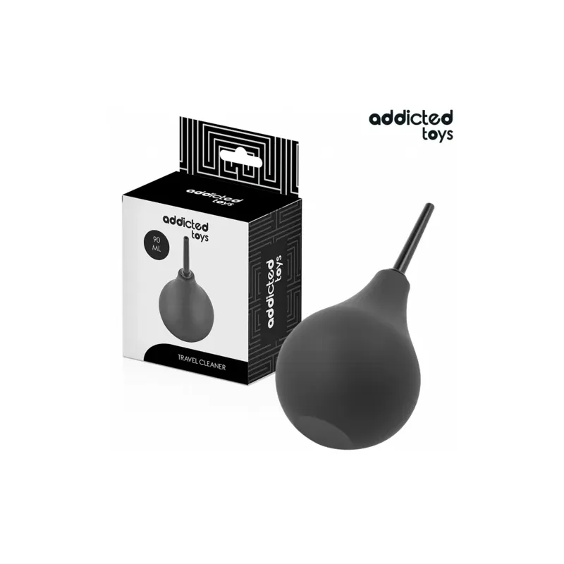 Addicted Toys nettoyant anal Travel Size 90 ml en silicone transparent, vue de face - poire anale compacte pour hygiène