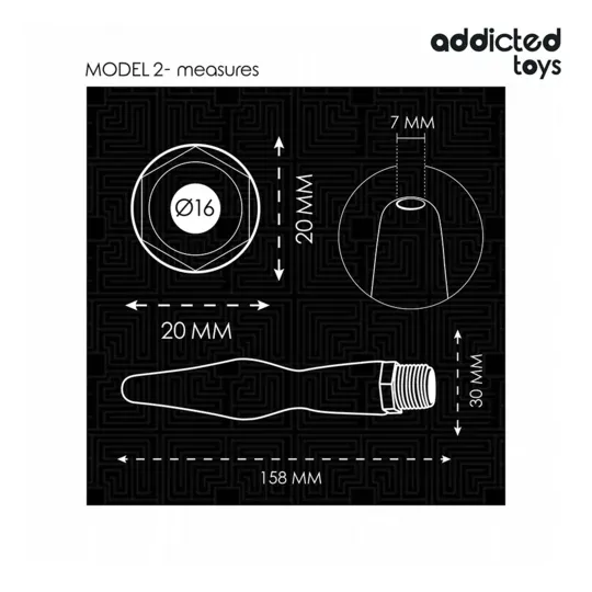 Addicted Toys doccia anale con adattatore universale, silicone nero, modello 2 - vista principale
