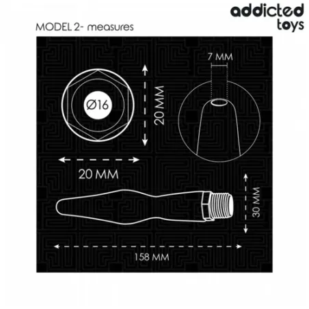 Addicted Toys doccia anale con adattatore universale, silicone nero, modello 2 - vista principale
