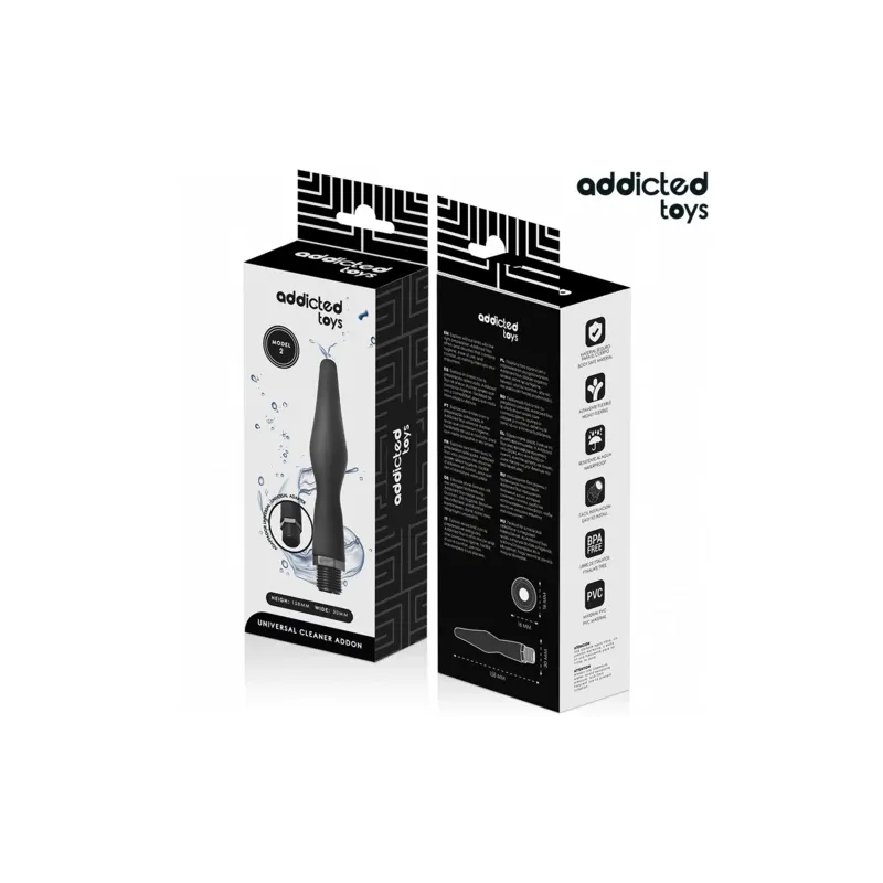 Addicted Toys doccia anale con adattatore universale, silicone nero, modello 2 - vista principale