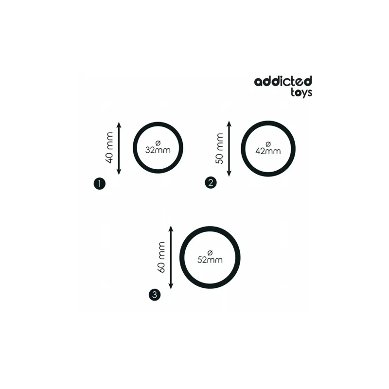 Lot de 3 anneaux péniens en silicone Addicted Toys - ensemble complet avec trois tailles 60 50 41 mm