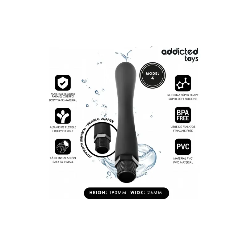 Addicted Toys Analdusche weiß mit Universaladapter, flexible PVC-Silikon