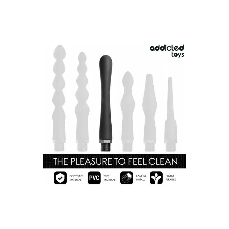 Doccia anale Addicted Toys bianca con adattatore universale, PVC silicone flessibile