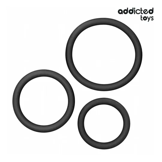 Lot de 3 anneaux péniens en silicone Addicted Toys - ensemble complet avec trois tailles 60 50 41 mm