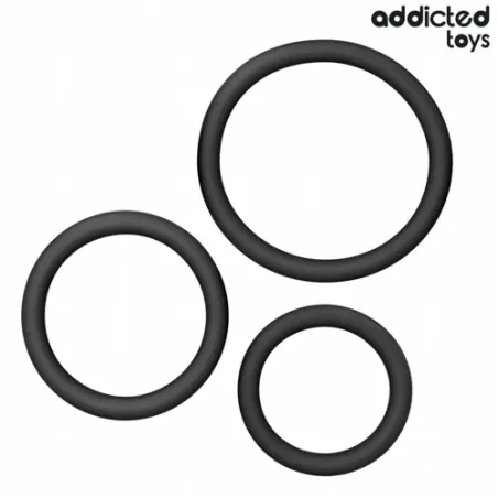 Lot de 3 anneaux péniens en silicone Addicted Toys - ensemble complet avec trois tailles 60 50 41 mm