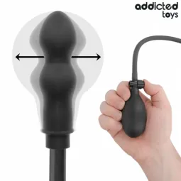 Plug anal gonflable en silicone Addicted Toys - noir - taille ajustable pour stimulation anale confortable