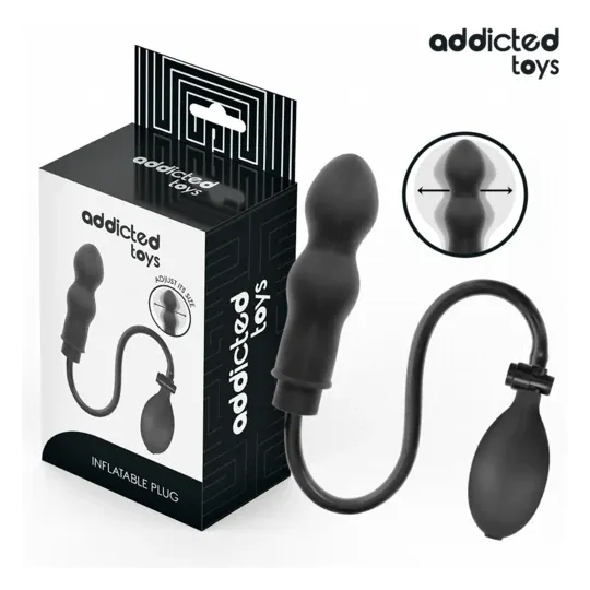 Aufblasbarer Silikon-Analplug von Addicted Toys - schwarz - verstellbare Größe für komfortable Analstimulation