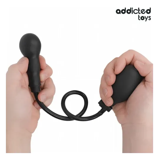 Plug anale gonfiabile in silicone Addicted Toys - nero - dimensione regolabile per stimolazione anale confortevole
