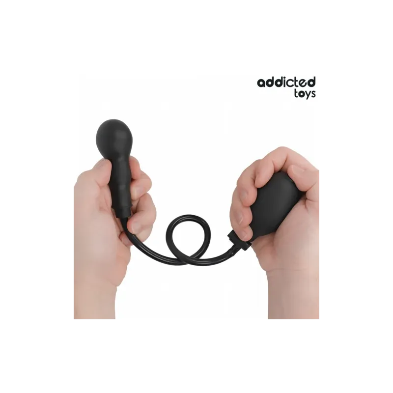 Plug anale gonfiabile in silicone Addicted Toys - nero - dimensione regolabile per stimolazione anale confortevole