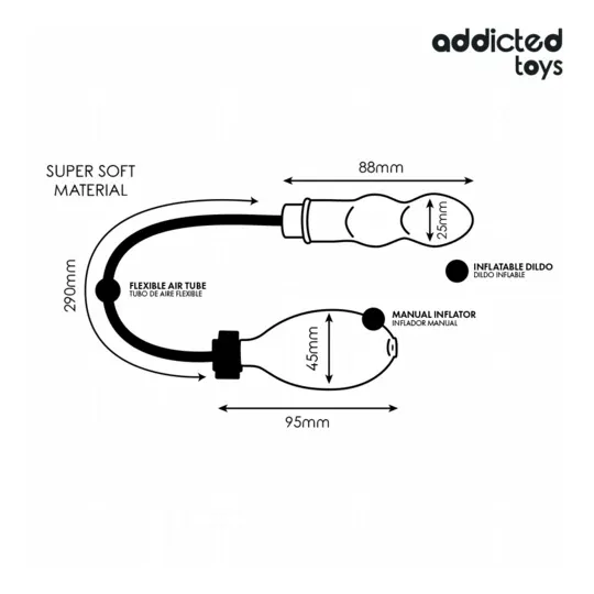 Plug anal gonflable en silicone Addicted Toys - noir - taille ajustable pour stimulation anale confortable