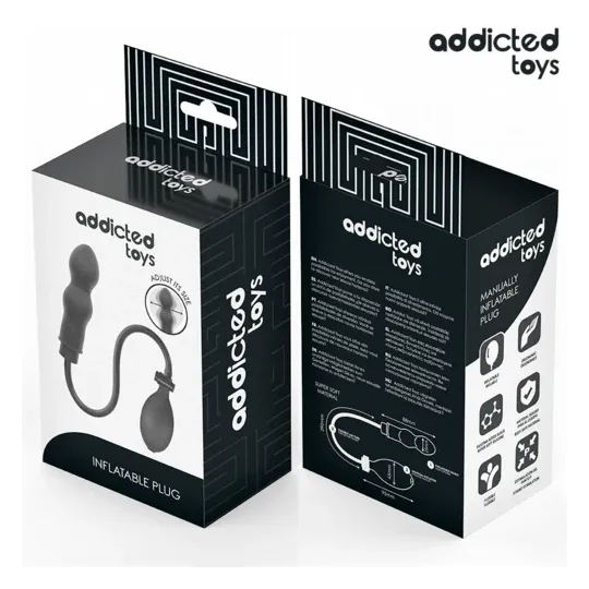 Plug anal gonflable en silicone Addicted Toys - noir - taille ajustable pour stimulation anale confortable