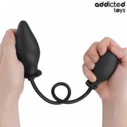 Addicted Toys soft silicone inflatable anal plug - main view in black