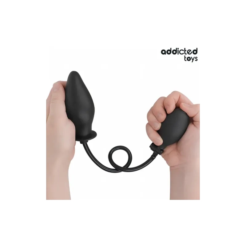 Plug anal gonflable en silicone doux Addicted Toys - vue principale du produit noir