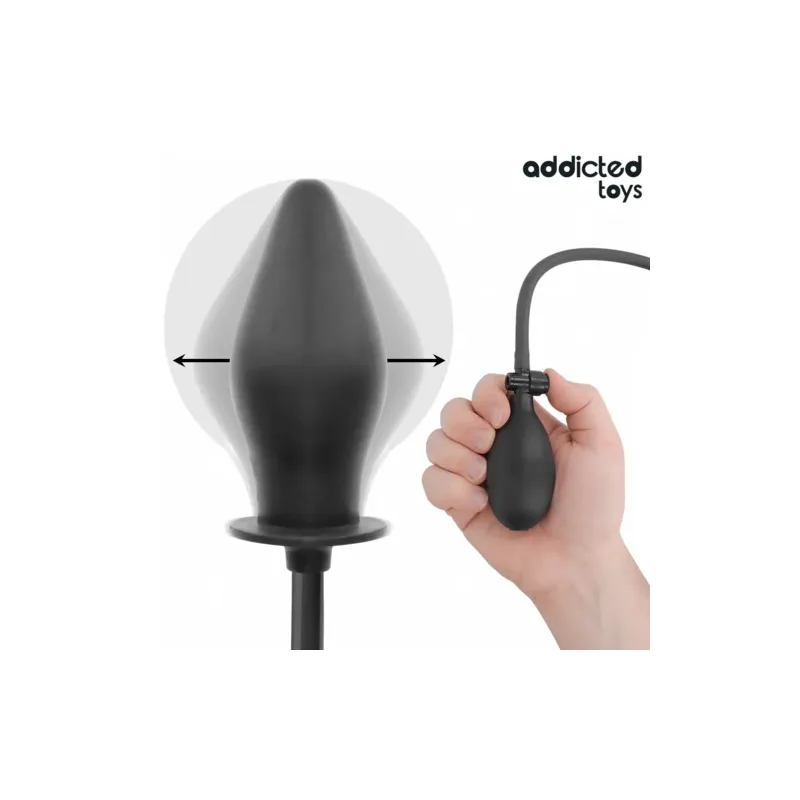 Plug anal gonflable en silicone doux Addicted Toys - vue principale du produit noir