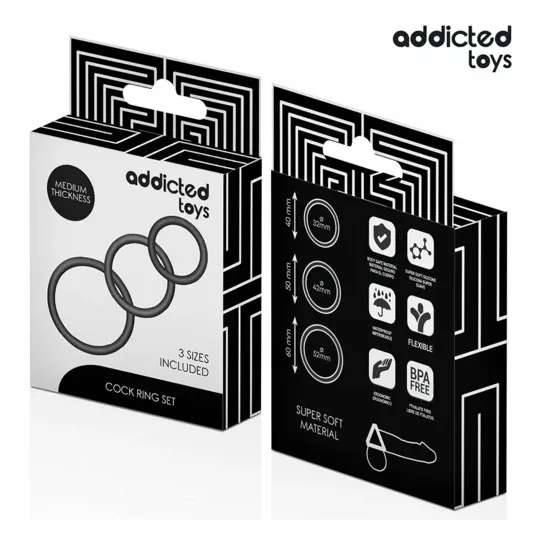 Set aus 3 Silikon-Penisklemmen Addicted Toys - komplettes Set mit drei Größen 60 50 41 mm