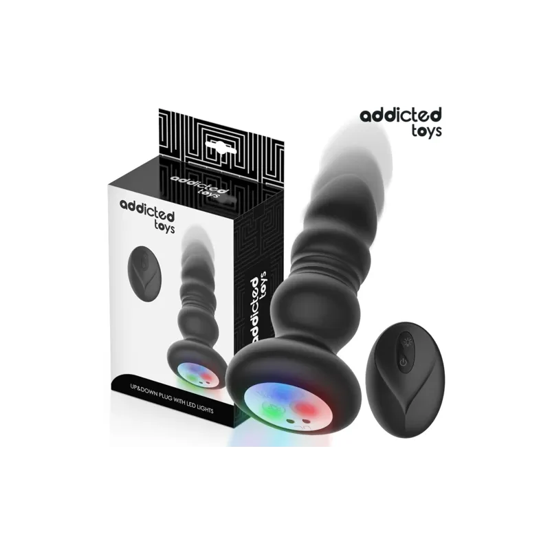 Plug anal rotatif vibrant Addicted Toys avec télécommande LED silicone noir