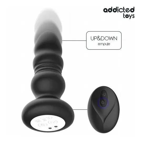 Addicted Toys rotating vibrating anal plug with remote control LED silicone black