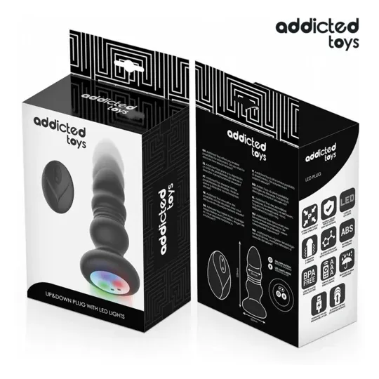 Addicted Toys rotating vibrating anal plug with remote control LED silicone black