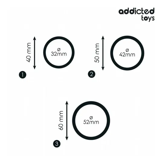 Set di 3 anelli penieni in silicone Addicted Toys - set completo con tre misure 60 50 41 mm