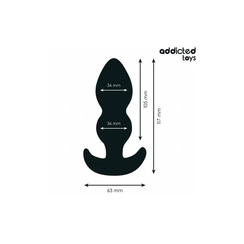 Large anal plug in medical silicone by Addicted Toys, size L, 11.7 cm height, ball shape for progressive stretch