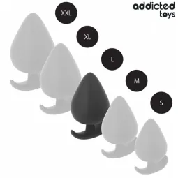 Plug anale silicone medicale Addicted Toys taglia L vista frontale nero