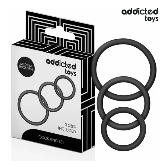 Lot de 3 anneaux péniens en silicone Addicted Toys - ensemble complet avec trois tailles 60 50 41 mm