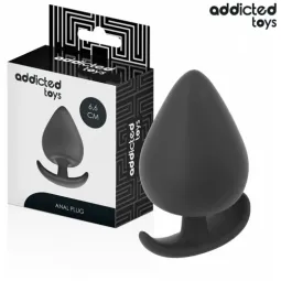 Plug anale ergonomico Addicted Toys taglia M in silicone medicale nero, vista d'insieme