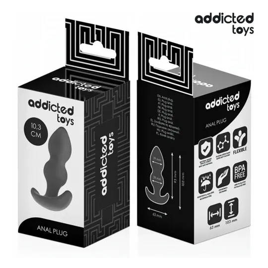 Plug anale Addicted Toys in silicone medicale, taglia S 10,3 cm, vista frontale