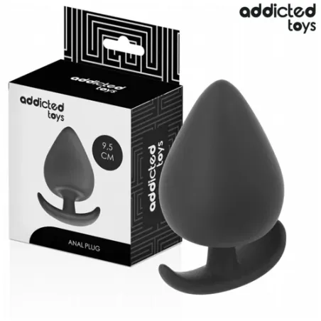 Plug anal XL Addicted Toys en silicone noir vue de face – taille XL pour stimulation anale profonde