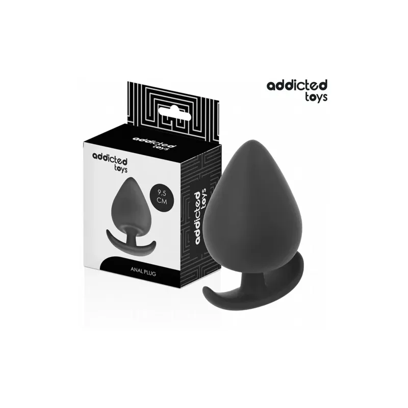 Plug anal XL Addicted Toys en silicone noir vue de face – taille XL pour stimulation anale profonde