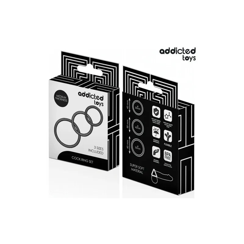 Set di 3 anelli penieni in silicone Addicted Toys - set completo con tre misure 60 50 41 mm