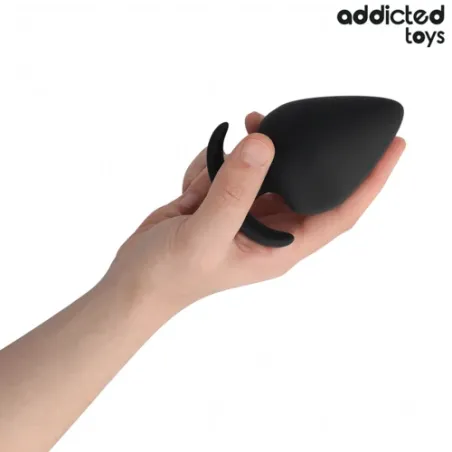 Plug anale XXL 11 cm Addicted Toys in silicone viola, vista frontale, base larga di sicurezza