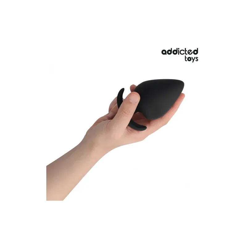Analplug XXL 11 cm Addicted Toys aus lila Silikon, Frontansicht, breite Sicherheitsbasis