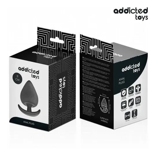 Analplug XXL 11 cm Addicted Toys aus lila Silikon, Frontansicht, breite Sicherheitsbasis