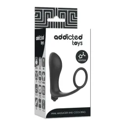 Plug anale vibrante con anello penieno nero silicone Addicted Toys vista generale