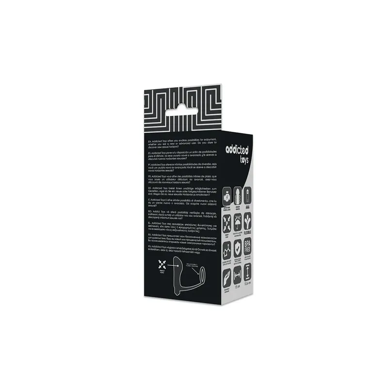 Plug anale vibrante con anello penieno nero silicone Addicted Toys vista generale