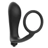 Plug anale vibrante con anello penieno nero silicone Addicted Toys vista generale