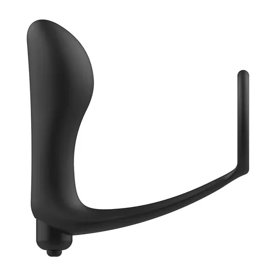 Plug anal vibrant avec anneau pénis noir silicone Addicted Toys vue d'ensemble
