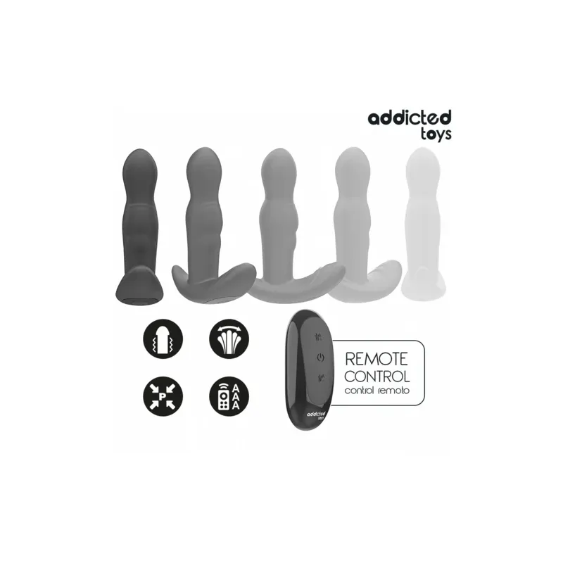 Remote control vibrating rotating anal plug by Addicted Toys, black silicone – prostate massager