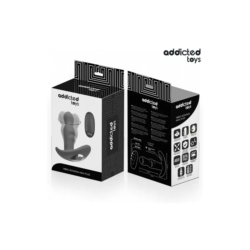 Plug anale vibrante rotante Addicted Toys in silicone nero con telecomando – massaggiatore prostatico