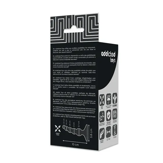Addicted Toys Analplug 10 cm schwarz aus weichem Silikon für Anfänger, sicheres Analtraining.