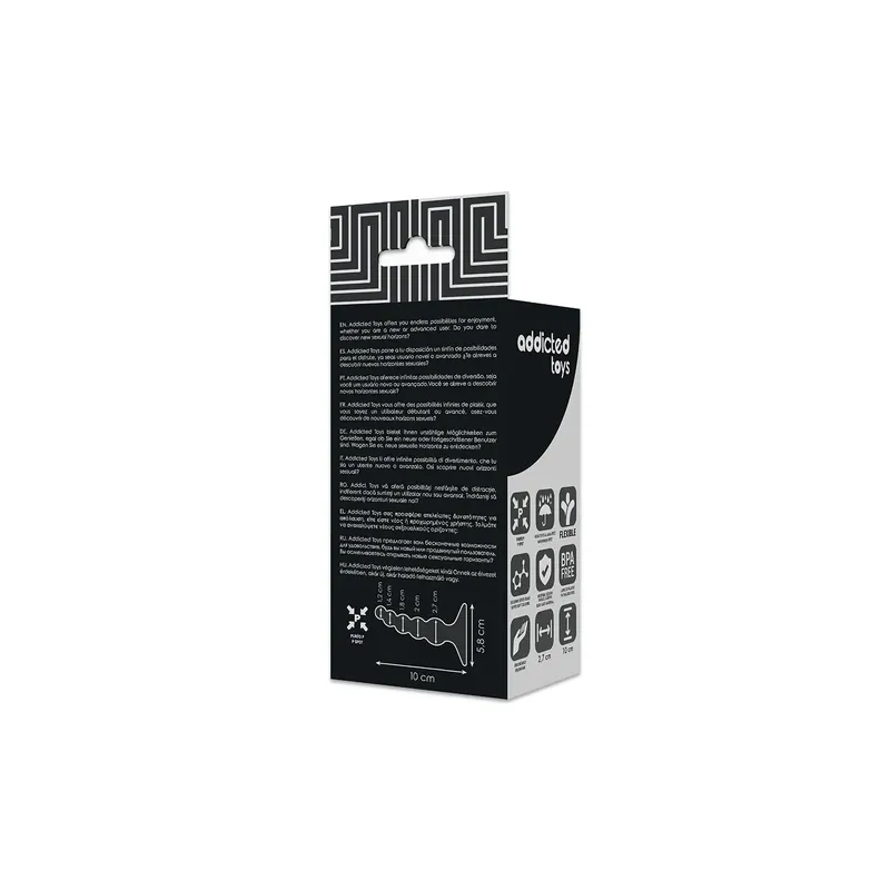 Addicted Toys plug anale 10 cm nero in silicone morbido per principianti, training anale sicuro.