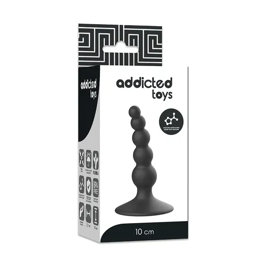 Addicted Toys plug anale 10 cm nero in silicone morbido per principianti, training anale sicuro.