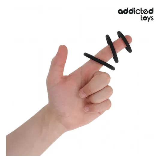 Lot de 3 anneaux péniens en silicone Addicted Toys - ensemble complet avec trois tailles 60 50 41 mm