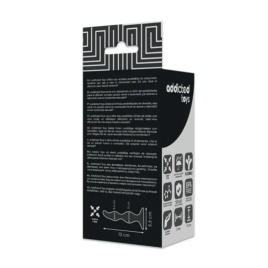Anfänger-Analplug Addicted Toys aus schwarzem Silikon 12 cm Gesamtansicht